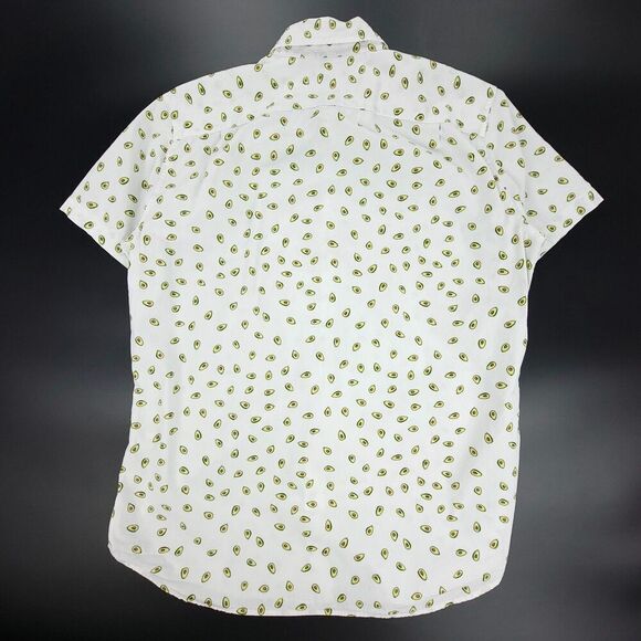 BONOBOS Avocado Novelty Print Slim Fit Casual Short Sleeve Button Down Shirt Y2k - Picture 6 of 8